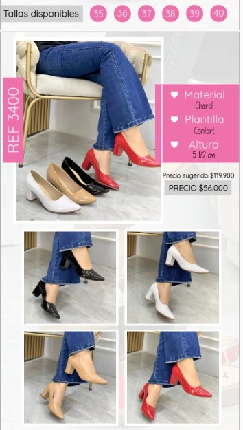 Tacones altos en colores negro, rojo y blanco sobre fondo claro